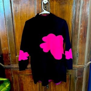 Black and pink sweater mini dress 60s